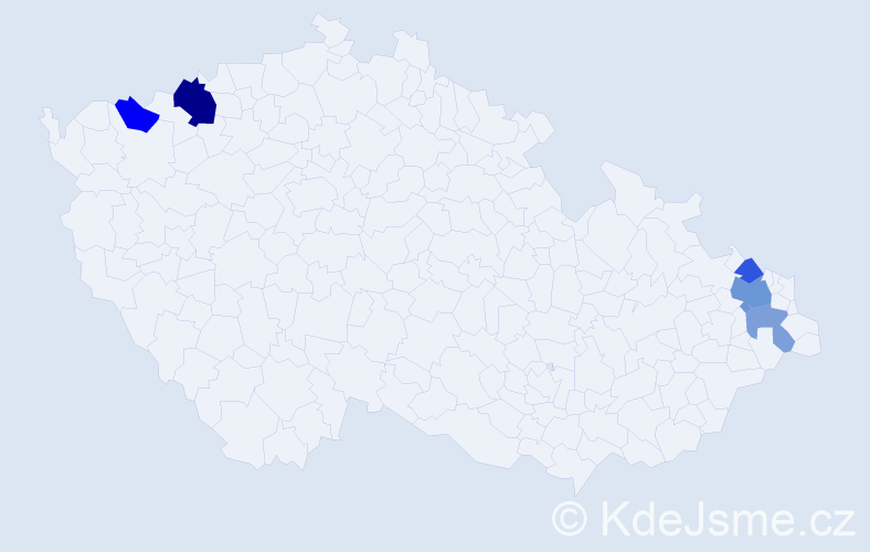 Příjmení: 'Sesztáková', počet výskytů 9 v celé ČR