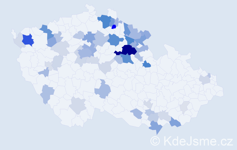 Příjmení: 'Vachek', počet výskytů 195 v celé ČR
