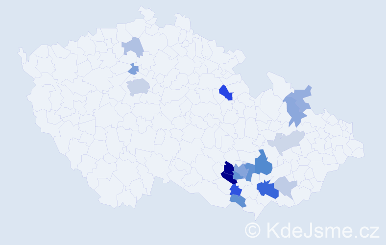 Příjmení: 'Moresová', počet výskytů 40 v celé ČR