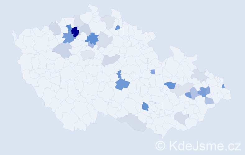 Příjmení: 'Danišková', počet výskytů 52 v celé ČR