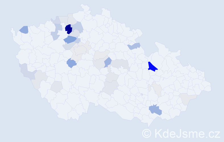 Příjmení: 'Kunrtová', počet výskytů 111 v celé ČR