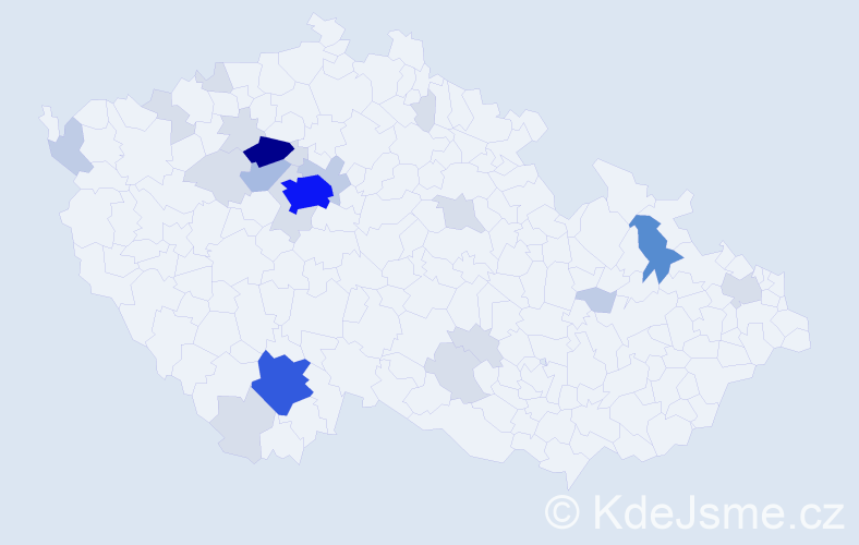 Příjmení: 'Bakalářová', počet výskytů 77 v celé ČR