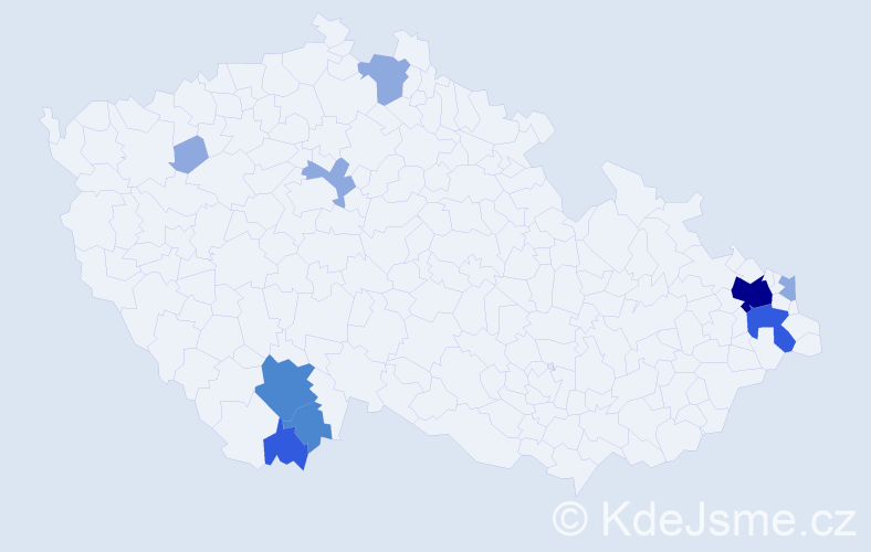 Příjmení: 'Leco', počet výskytů 19 v celé ČR