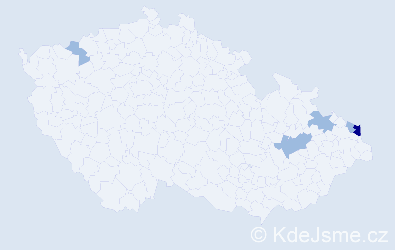 Příjmení: 'Vyslucha', počet výskytů 9 v celé ČR