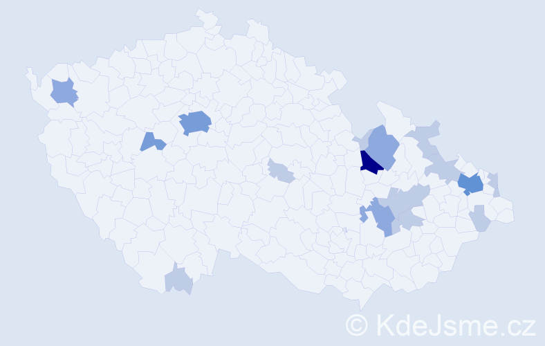 Příjmení: 'Kordasová', počet výskytů 36 v celé ČR