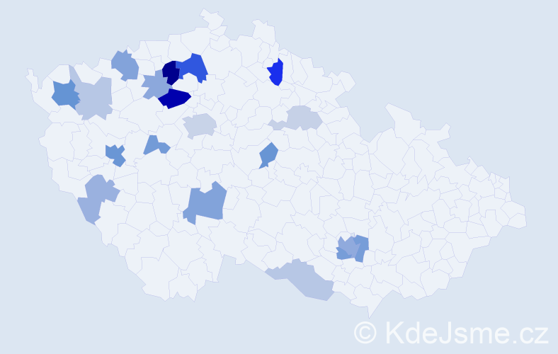 Příjmení: 'Milka', počet výskytů 45 v celé ČR