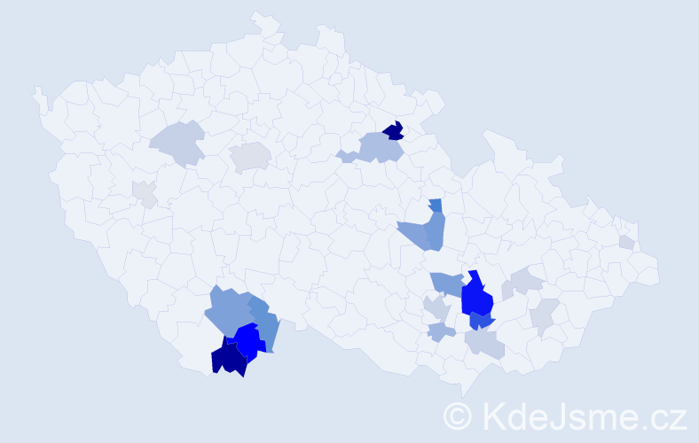 Příjmení: 'Baldík', počet výskytů 57 v celé ČR