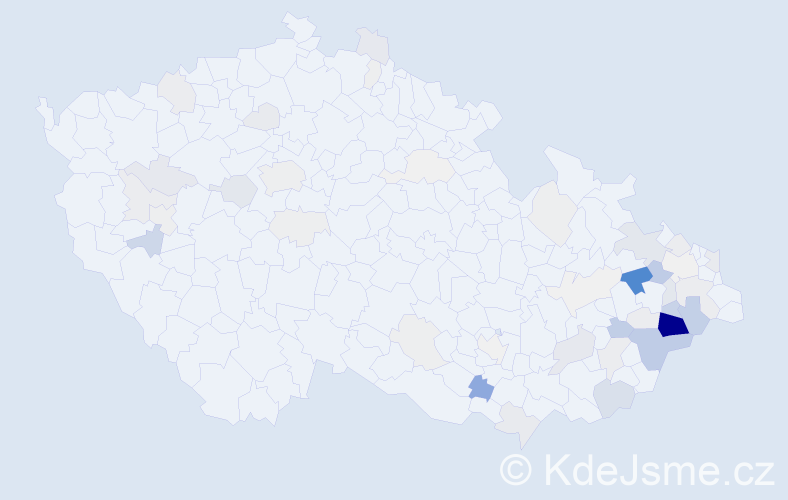Příjmení: 'Divín', počet výskytů 172 v celé ČR