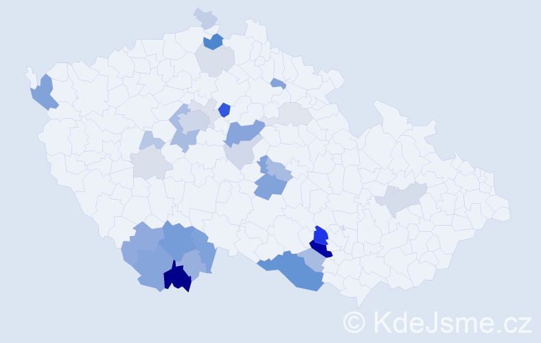Příjmení: 'Tondlová', počet výskytů 97 v celé ČR