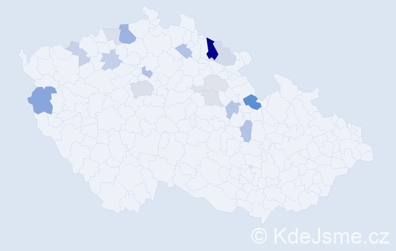 Příjmení: 'Trenklerová', počet výskytů 34 v celé ČR
