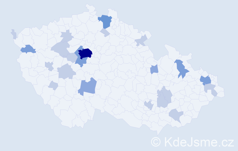 Příjmení: 'Baker', počet výskytů 45 v celé ČR