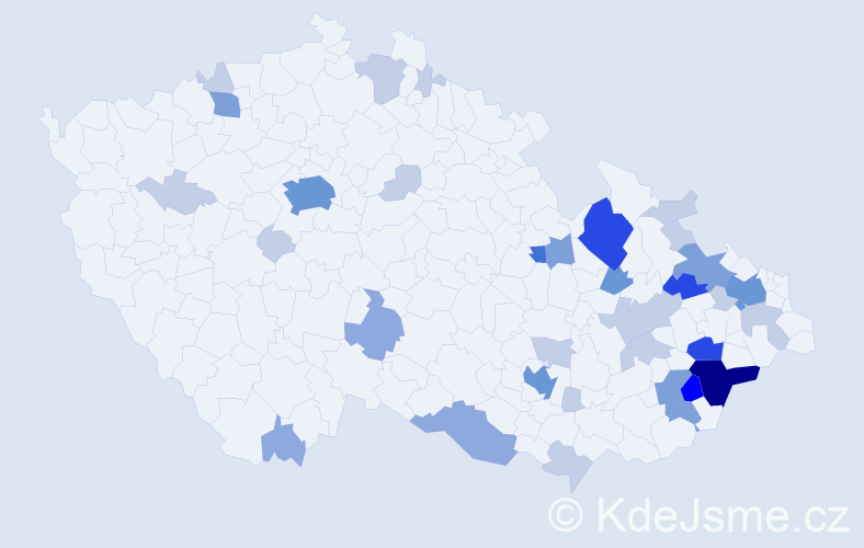 Příjmení: 'Barbořák', počet výskytů 97 v celé ČR