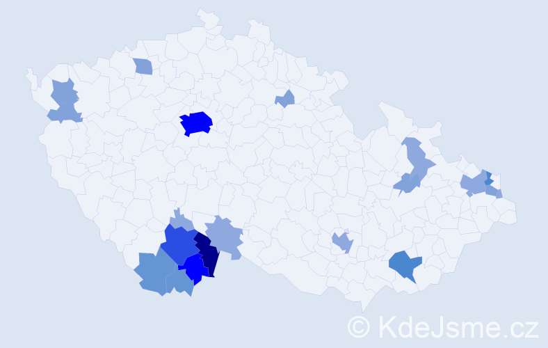 Příjmení: 'Dibďák', počet výskytů 58 v celé ČR