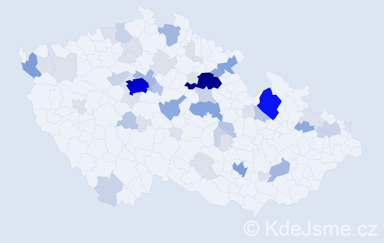 Příjmení: 'Dusová', počet výskytů 164 v celé ČR