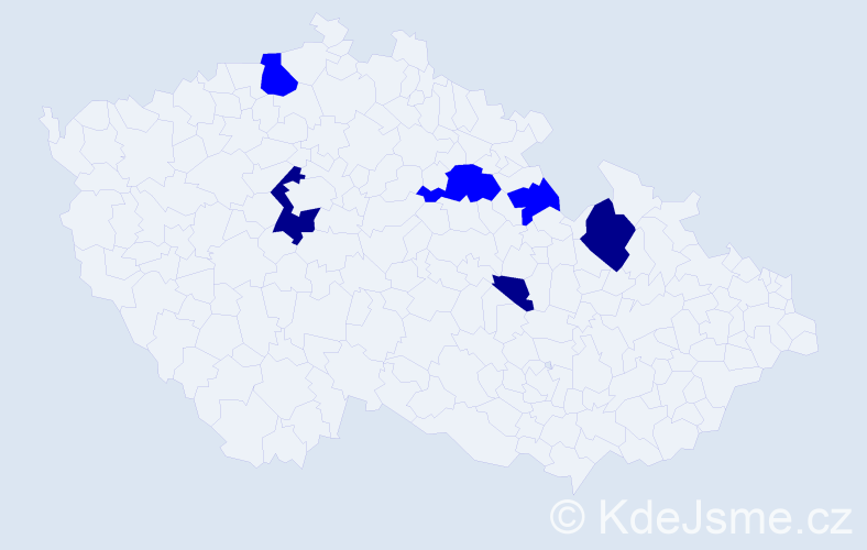 Příjmení: 'Tobyška', počet výskytů 9 v celé ČR