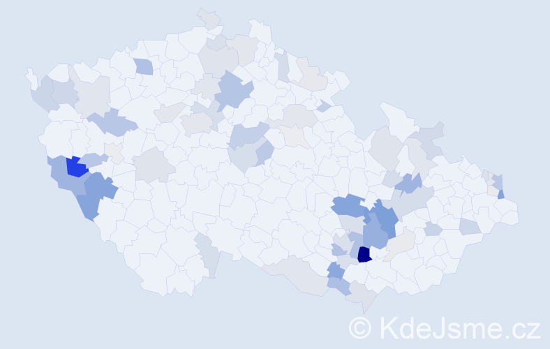 Příjmení: 'Piták', počet výskytů 200 v celé ČR