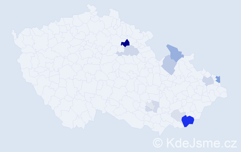 Příjmení: 'Miškářová', počet výskytů 34 v celé ČR