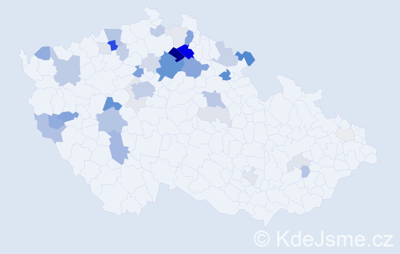 Příjmení: 'Valkoun', počet výskytů 117 v celé ČR
