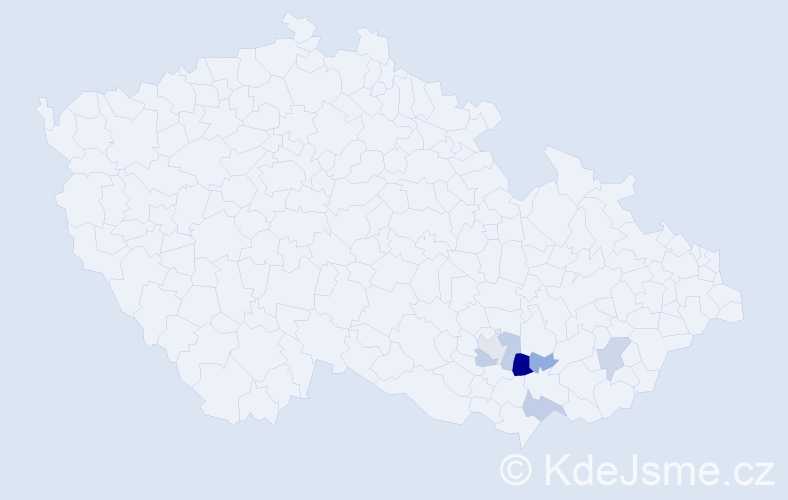 Příjmení: 'Jetela', počet výskytů 16 v celé ČR
