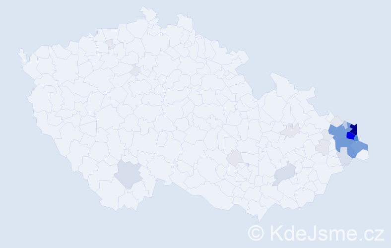 Příjmení: 'Kubienová', počet výskytů 157 v celé ČR
