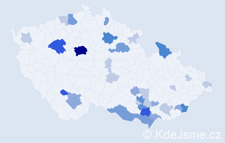 Příjmení: 'Kabela', počet výskytů 91 v celé ČR