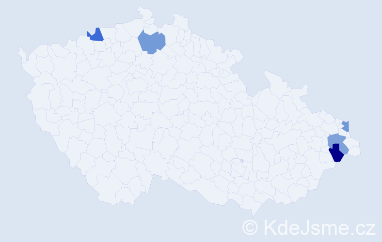 Příjmení: 'Pospišil', počet výskytů 5 v celé ČR
