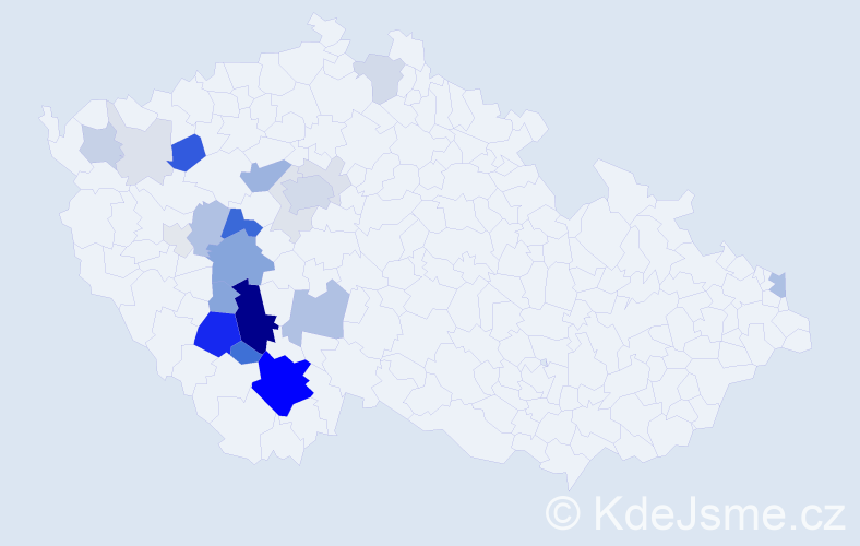 Příjmení: 'Vaňatová', počet výskytů 103 v celé ČR