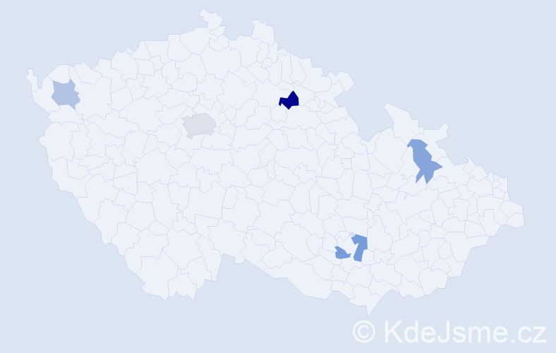 Příjmení: 'Sebestyén', počet výskytů 9 v celé ČR