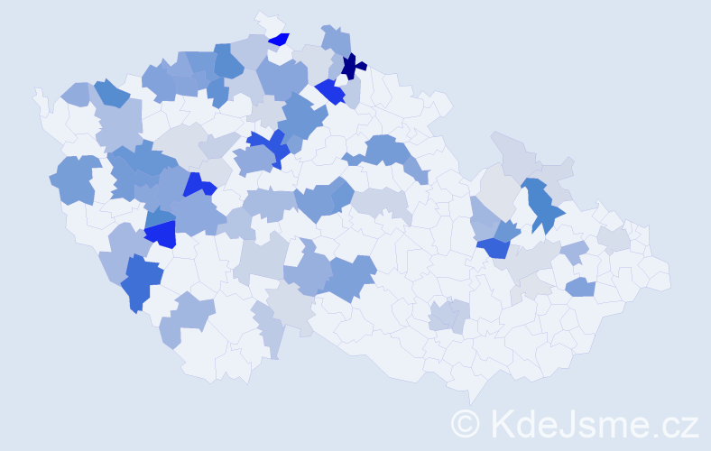Příjmení: 'Klaus', počet výskytů 322 v celé ČR