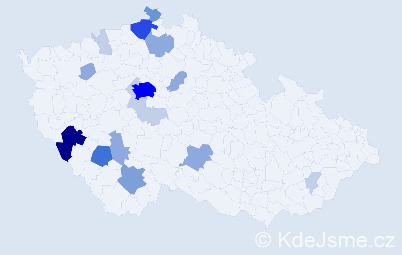 Příjmení: 'Šmalcl', počet výskytů 54 v celé ČR