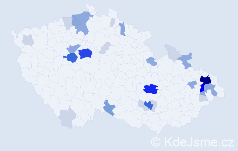 Příjmení: 'Libiš', počet výskytů 96 v celé ČR