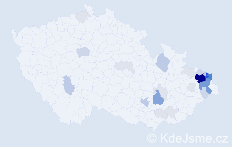 Příjmení: 'Šnapková', počet výskytů 112 v celé ČR