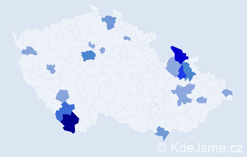 Příjmení: 'Benč', počet výskytů 59 v celé ČR