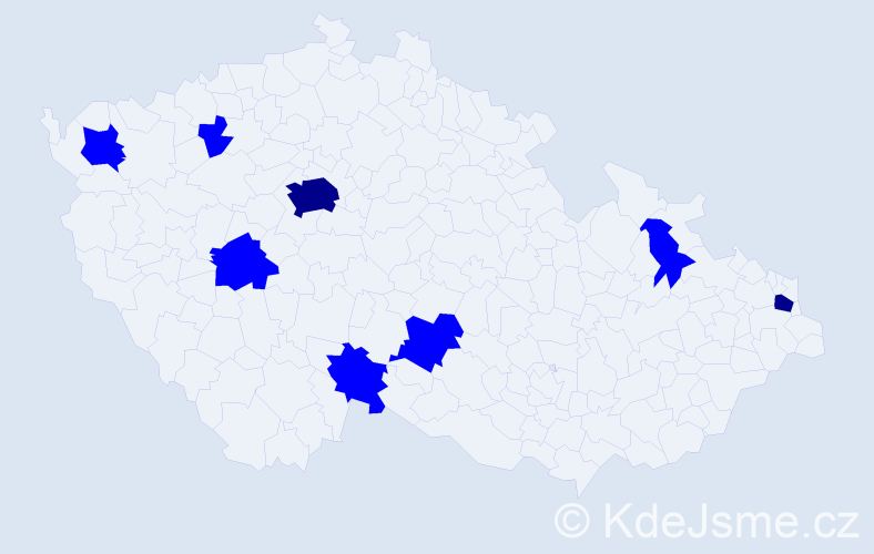 Příjmení: 'Pristáš', počet výskytů 10 v celé ČR