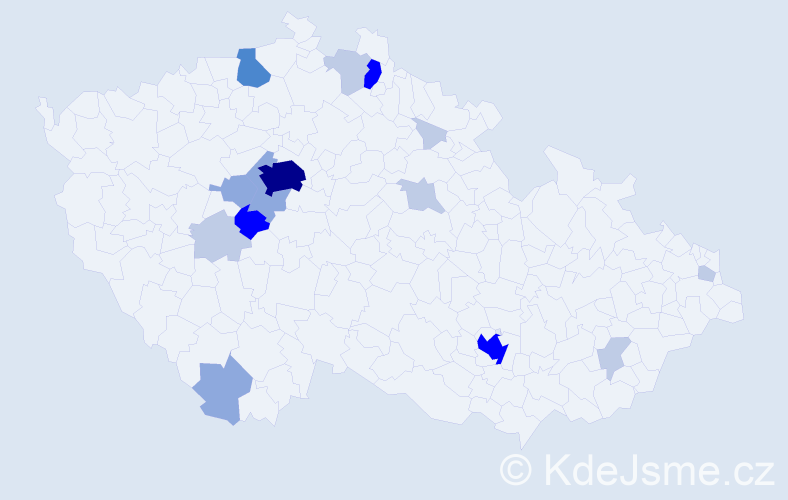 Příjmení: 'Palanová', počet výskytů 51 v celé ČR