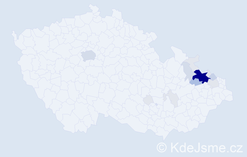 Příjmení: 'Kostera', počet výskytů 53 v celé ČR