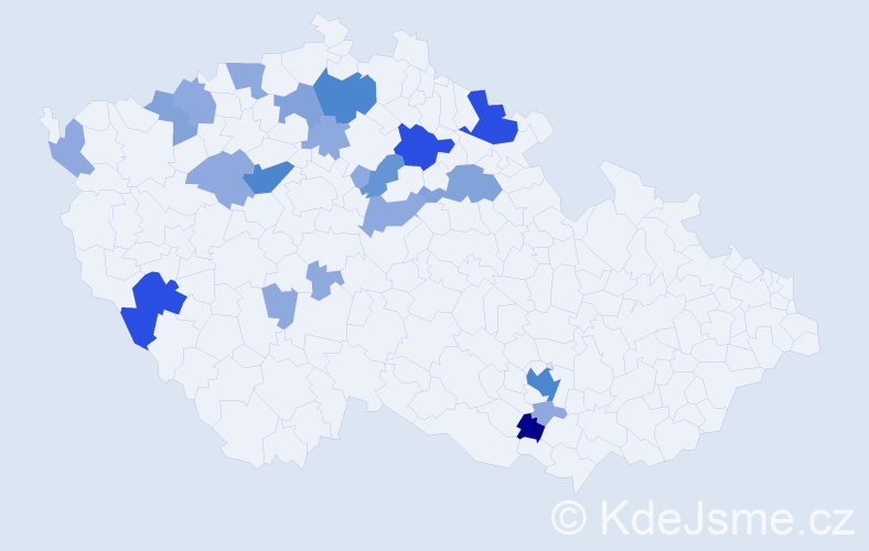 Příjmení: 'Šobková', počet výskytů 54 v celé ČR