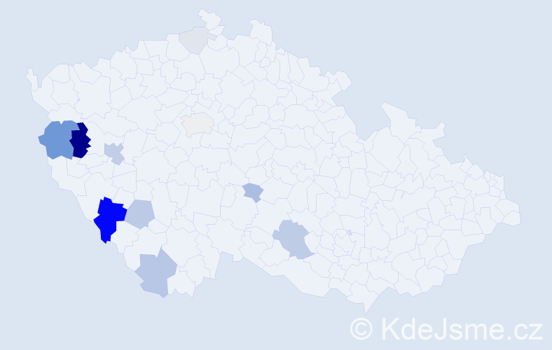 Příjmení: 'Pendl', počet výskytů 36 v celé ČR