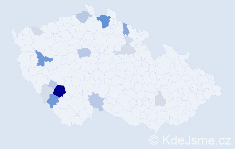 Příjmení: 'Česánek', počet výskytů 54 v celé ČR