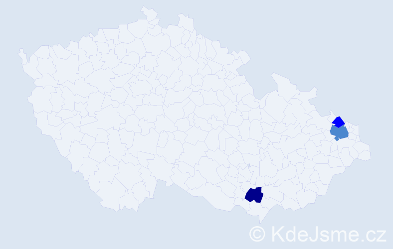 Příjmení: 'Kekeľáková', počet výskytů 6 v celé ČR