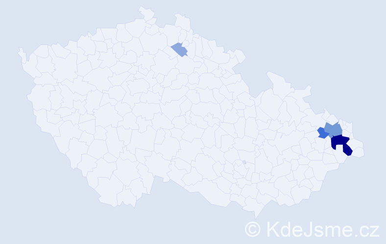 Příjmení: 'Vijačková', počet výskytů 18 v celé ČR