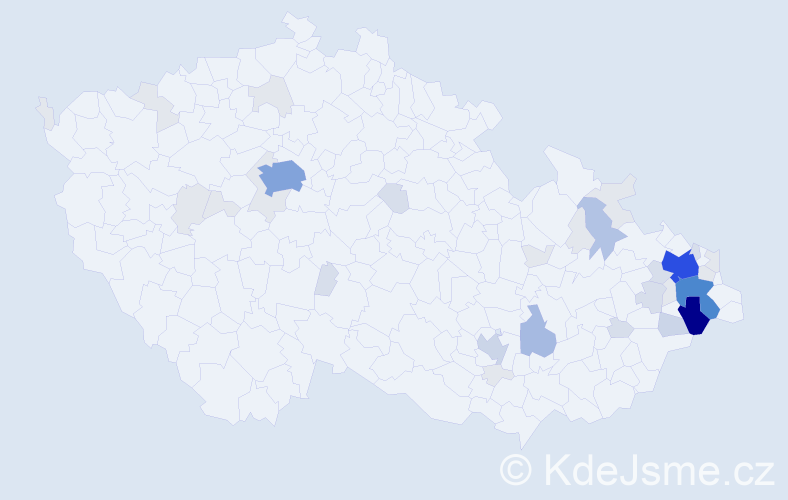 Příjmení: 'Kubačáková', počet výskytů 137 v celé ČR