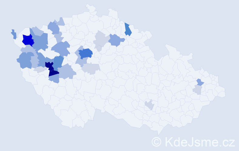 Příjmení: 'Šneberk', počet výskytů 116 v celé ČR
