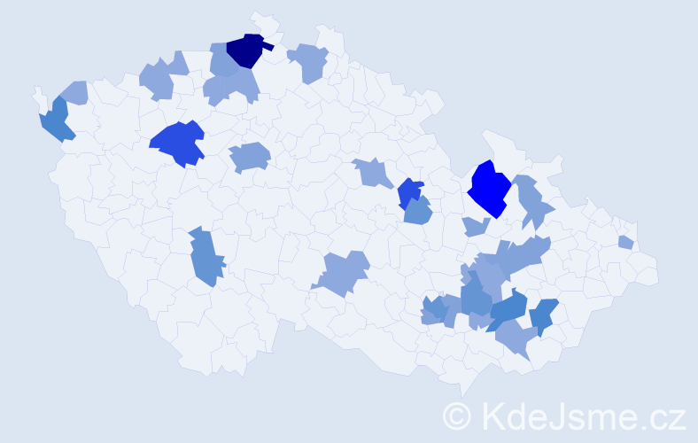 Příjmení: 'Pavlák', počet výskytů 72 v celé ČR