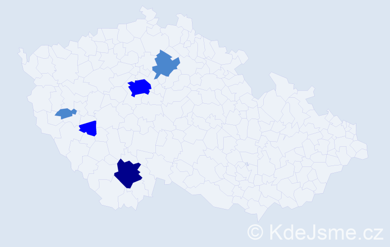 Příjmení: 'Rubicková', počet výskytů 9 v celé ČR