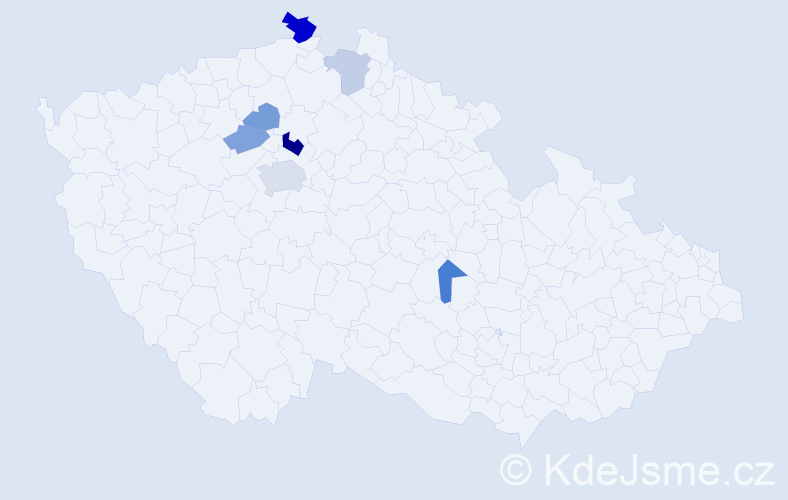 Příjmení: 'Zan', počet výskytů 13 v celé ČR