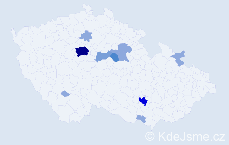 Příjmení: 'Mahelka', počet výskytů 24 v celé ČR