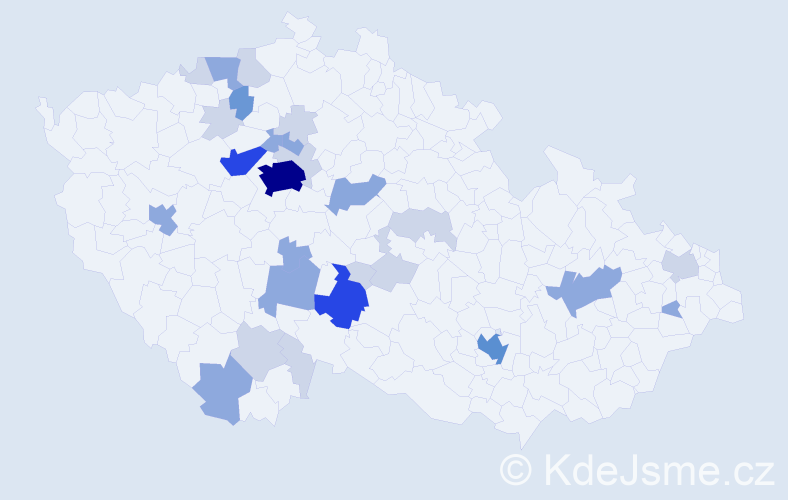 Příjmení: 'Vojna', počet výskytů 76 v celé ČR