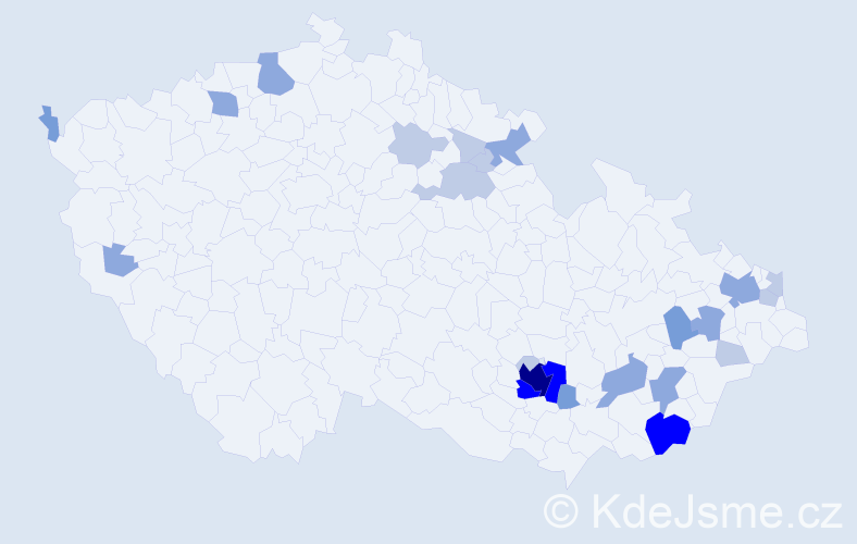 Příjmení: 'Babušíková', počet výskytů 59 v celé ČR
