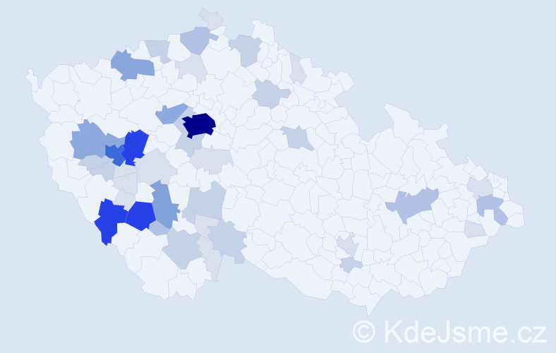 Příjmení: 'Janout', počet výskytů 156 v celé ČR